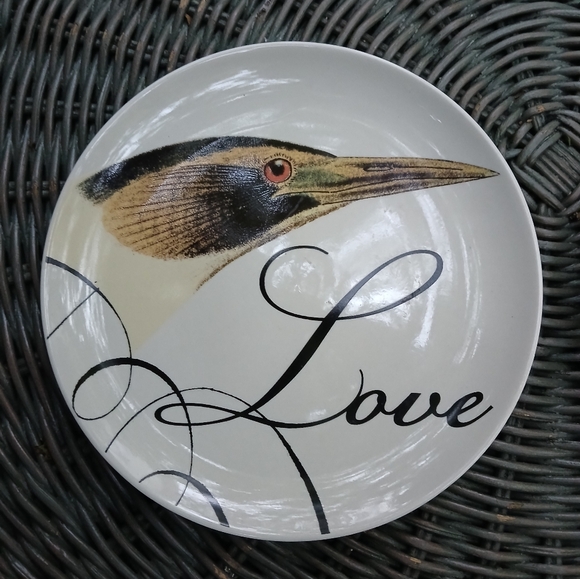 Pair Creative Co-Op Wildlife Birds Home Love Stoneware Plates Audubon Style 8" - Picture 2 of 6
